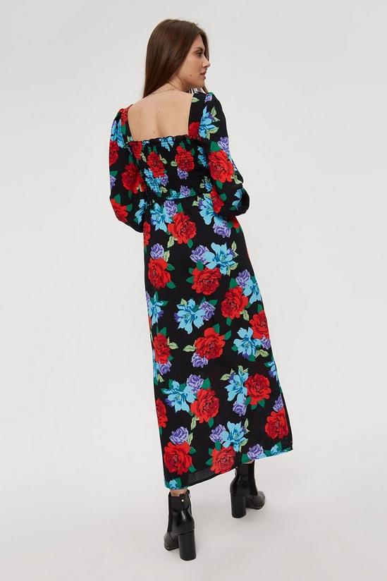 Dorothy Perkins Tall Red Blue Floral Shirred Body Midaxi Dress 3