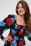 Dorothy Perkins Tall Red Blue Floral Shirred Body Midaxi Dress thumbnail 4