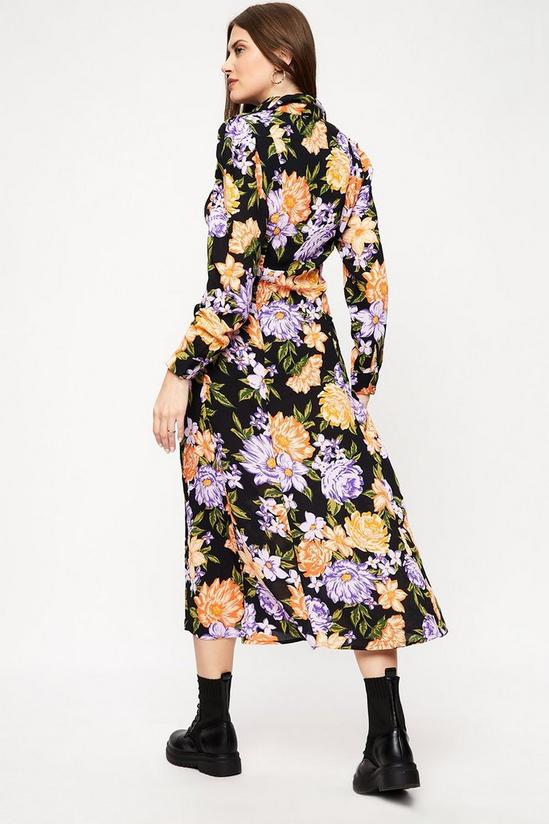 Dorothy Perkins Tall Purple Orange Floral Midi Shirt Dress 3