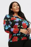 Dorothy Perkins Curve Red Blue Floral Volume Sleeve Top thumbnail 4