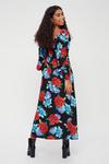 Dorothy Perkins Petite Red Blue Floral Shirred Body Midaxi Dress thumbnail 3