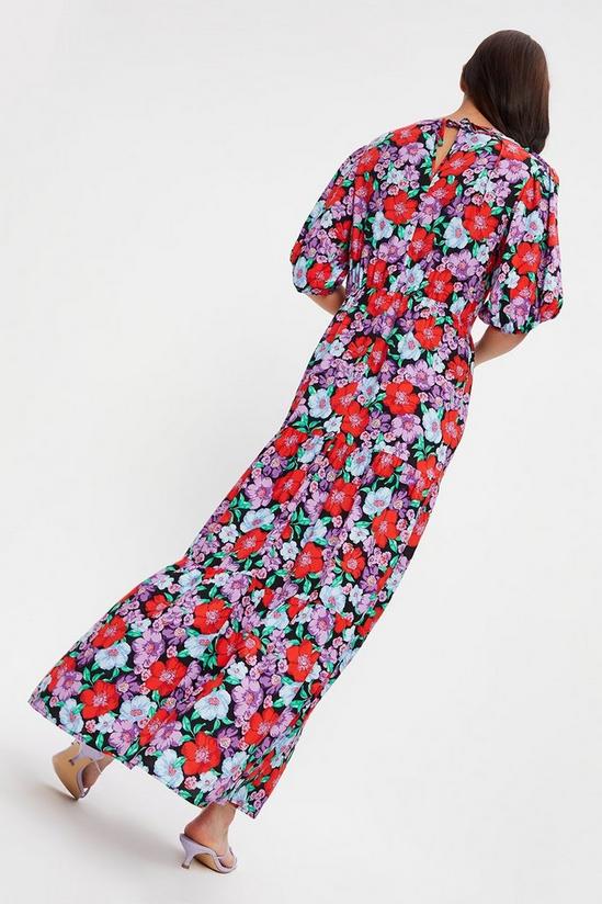 Dorothy Perkins Tall Floral Round Neck 3Q Sleeve Midi Dress 3