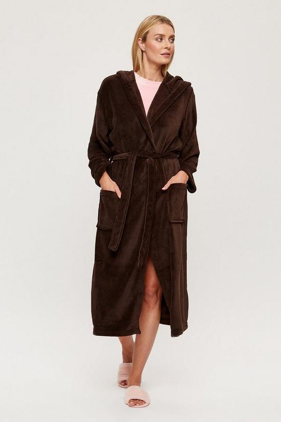 Dorothy Perkins Chocolate Hooded Maxi Robe 1