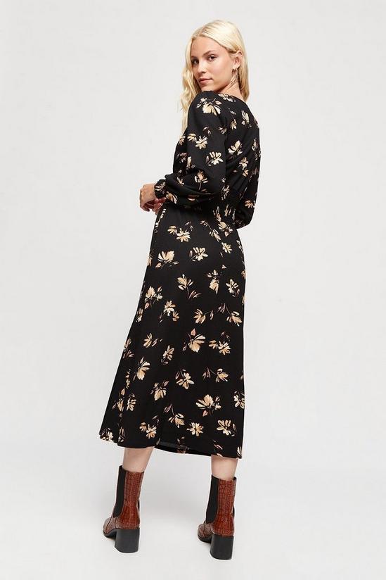 Dorothy Perkins Black Floral Tiered Textured Midi Dress 3