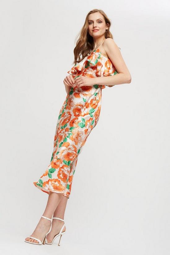 Dorothy Perkins Orange Floral Cold Shoulder Midi Dress 1