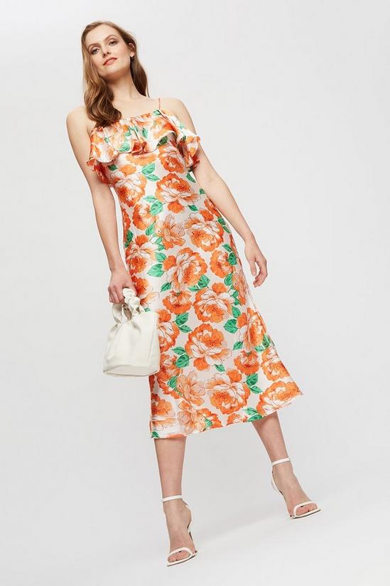 Dorothy Perkins Orange Floral Cold Shoulder Midi Dress 2