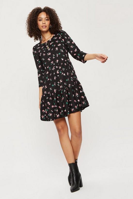 Dorothy Perkins Pink Floral Tiered Textured Mini Dress 2