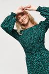 Dorothy Perkins Green Floral Shirred Waist Texture Midi Dress thumbnail 2