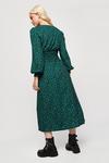 Dorothy Perkins Green Floral Shirred Waist Texture Midi Dress thumbnail 3