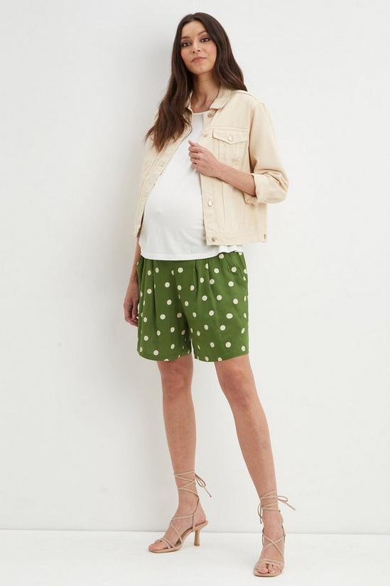 Dorothy Perkins Maternity Khaki Spot Tie Waist Shorts 2