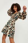 Dorothy Perkins Leopard Satin Ruched Waist Mini Dress thumbnail 1