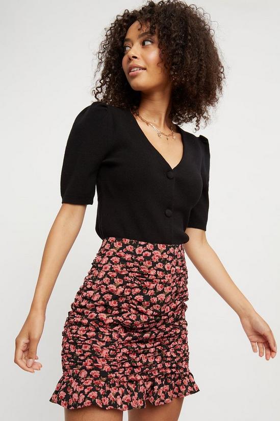 Dorothy Perkins Rose Print Ruched Front Skirt 2