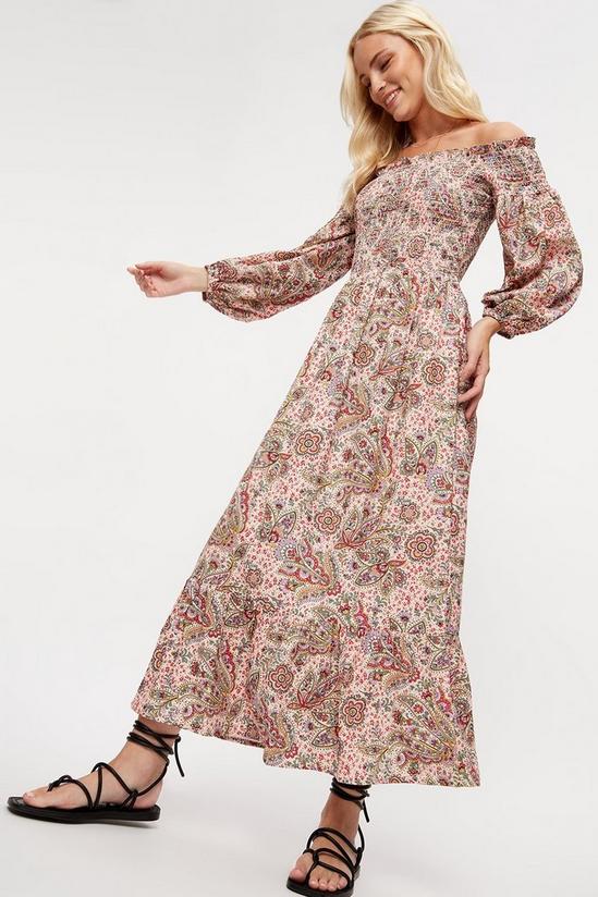 Dorothy Perkins Paisley Shirred Bardot Midaxi Dress 1