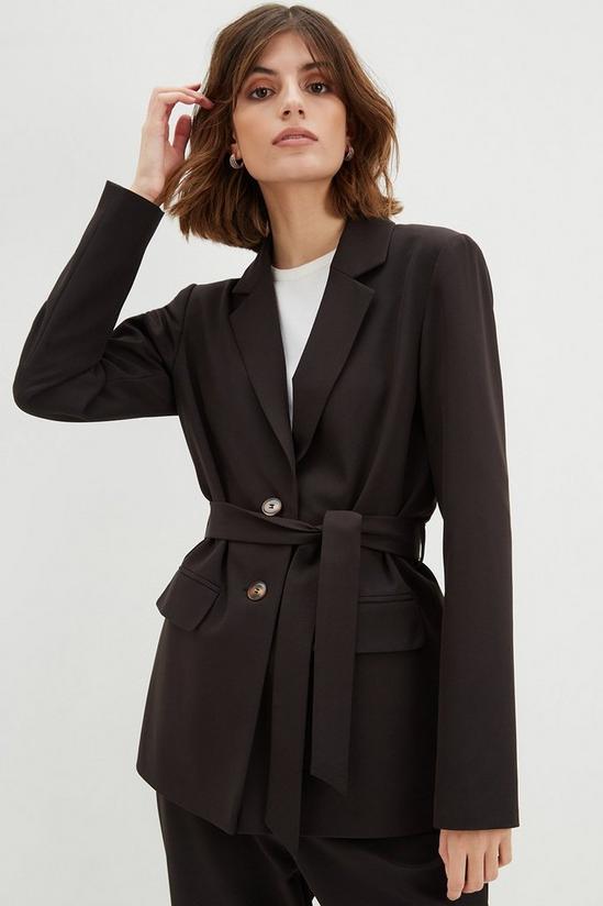 Dorothy Perkins Tall Relaxed Belted Woven Blazer 1