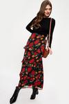 Dorothy Perkins Tall Red Rose Chiffon Ruffle Midi Skirt thumbnail 1