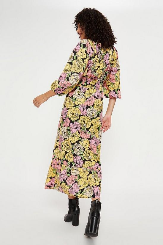 Dorothy Perkins Retro Floral Textured Shirred Midaxi Dress 3