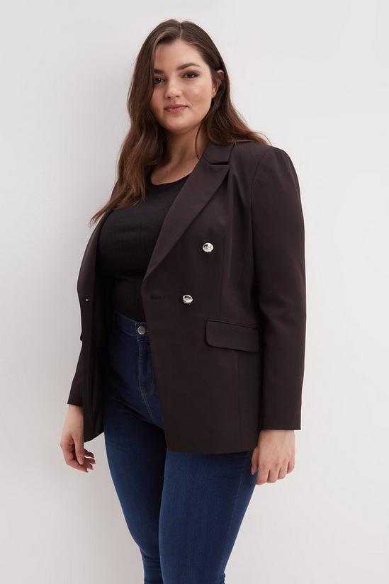 Dorothy Perkins Curve Black Military Double Breasted Blazer 1