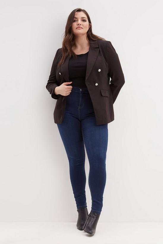 Dorothy Perkins Curve Black Military Double Breasted Blazer 2