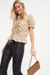 Dorothy Perkins Camel Ruched Front Top thumbnail 1