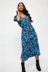 Dorothy Perkins Blue Floral Shirred Waist Midi Dress thumbnail 2