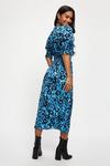 Dorothy Perkins Blue Floral Shirred Waist Midi Dress thumbnail 3