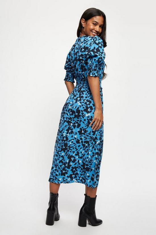 Dorothy Perkins Blue Floral Shirred Waist Midi Dress 3
