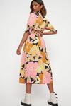 Dorothy Perkins Pink Floral Shirred Waist Midi Dress thumbnail 3