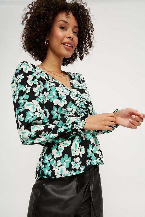 Dorothy Perkins Green Floral Sweetheart Shirred Top 4