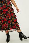 Dorothy Perkins Curve Red Rose Chiffon Ruffle Midi Skirt thumbnail 4