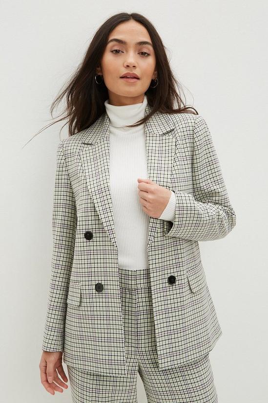 Dorothy Perkins Petite Grey Check Double Breasted Blazer 1