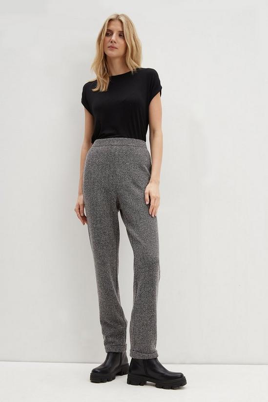Dorothy Perkins Tall Black & White Textured Pull On Trousers 2