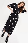 Dorothy Perkins Tall Black Spot Shirred Waist Midi Dress thumbnail 4