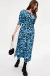 Dorothy Perkins Tall Blue Floral Shirred Waist Midi Dress thumbnail 1