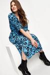Dorothy Perkins Tall Blue Floral Shirred Waist Midi Dress thumbnail 2
