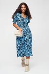 Dorothy Perkins Petite Blue Print Shirred Waist Midi Dress thumbnail 2