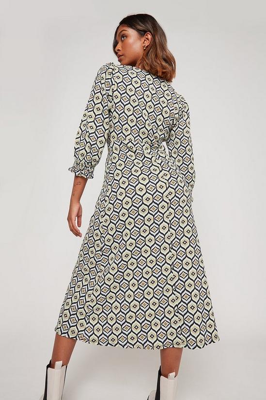 Dorothy Perkins Green Geo Empire Seam Textured Midi Dress 3