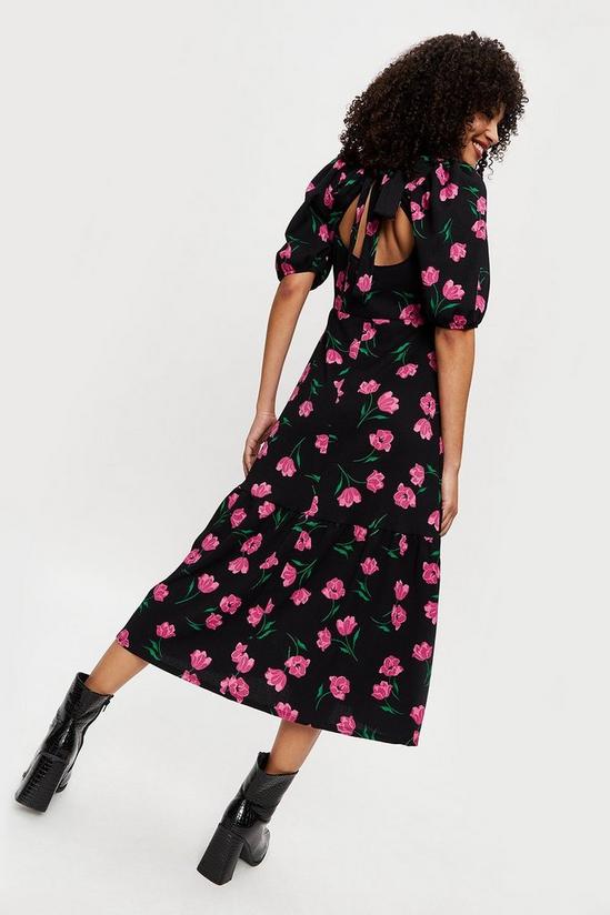Dorothy Perkins Lilac Floral Textured Tie Back Midi Dress 3