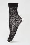 Dorothy Perkins Black Sheer Leopard Ankle Socks thumbnail 1