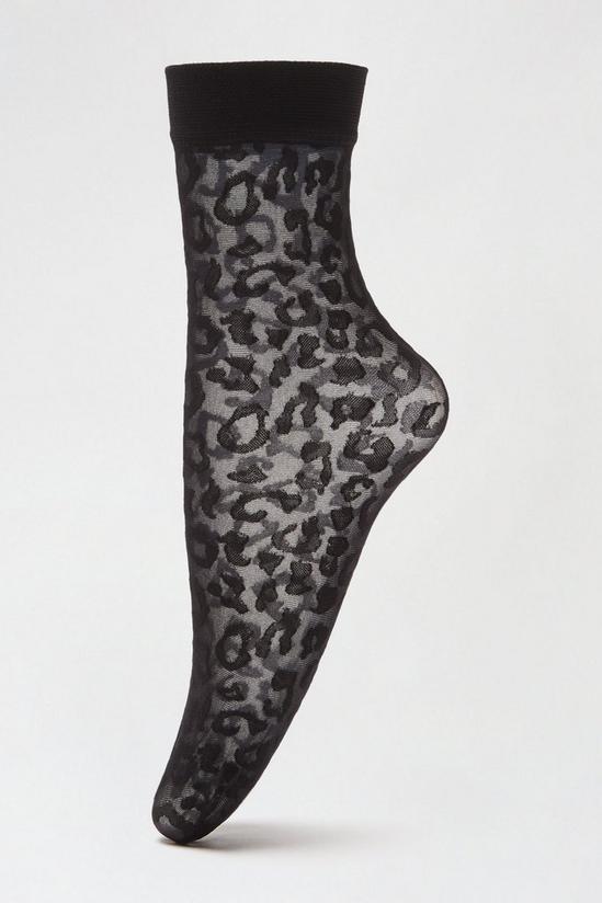 Dorothy Perkins Black Sheer Leopard Ankle Socks 1