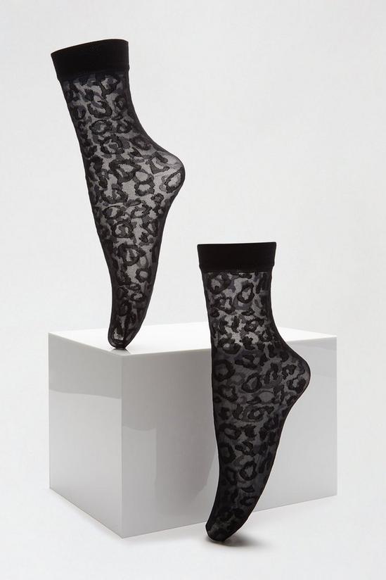Dorothy Perkins Black Sheer Leopard Ankle Socks 2