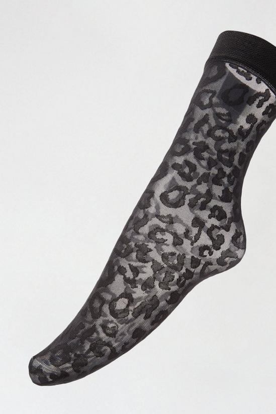 Dorothy Perkins Black Sheer Leopard Ankle Socks 3
