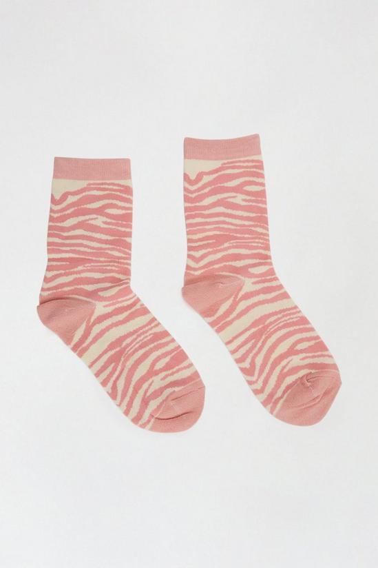 Dorothy Perkins Pink And White Zebra Print Socks 1