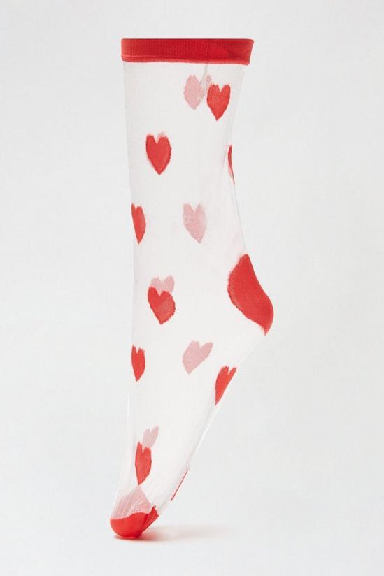Dorothy Perkins Red Heart Sheer Ankle Socks 1