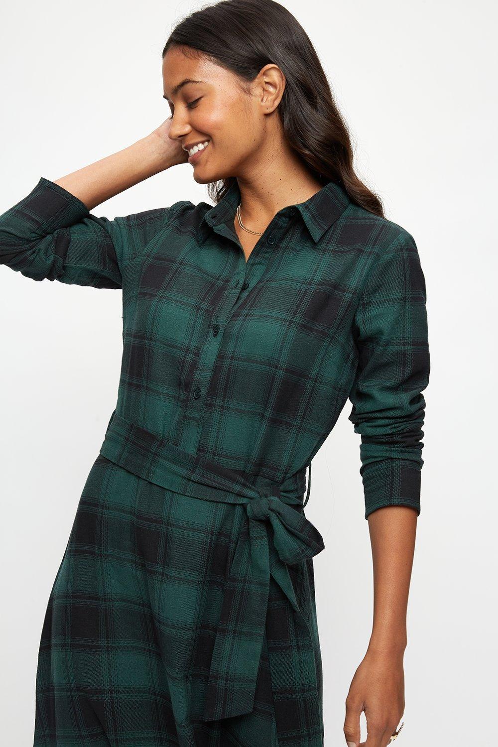 Green check shirt on sale dress