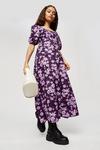 Dorothy Perkins Petite Purple Floral Tiered Midaxi Dress thumbnail 1