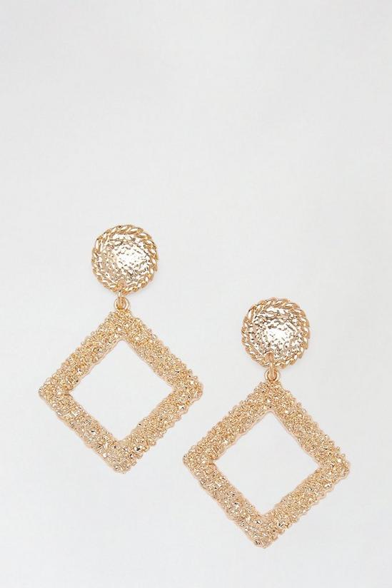 Dorothy Perkins Gold Hammered Square Earrings 1