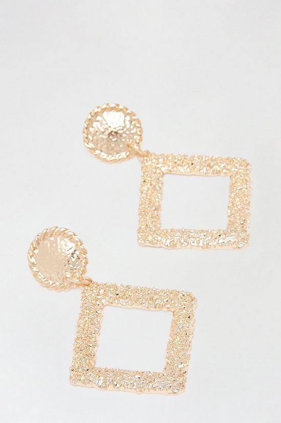 Dorothy Perkins Gold Hammered Square Earrings 2