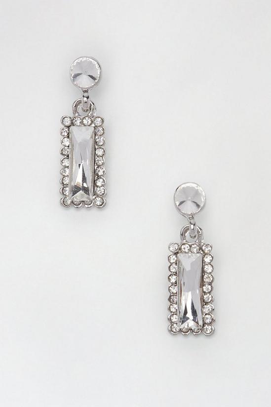 Dorothy Perkins Clear Rectangle Stone Silver Drop Earring 1