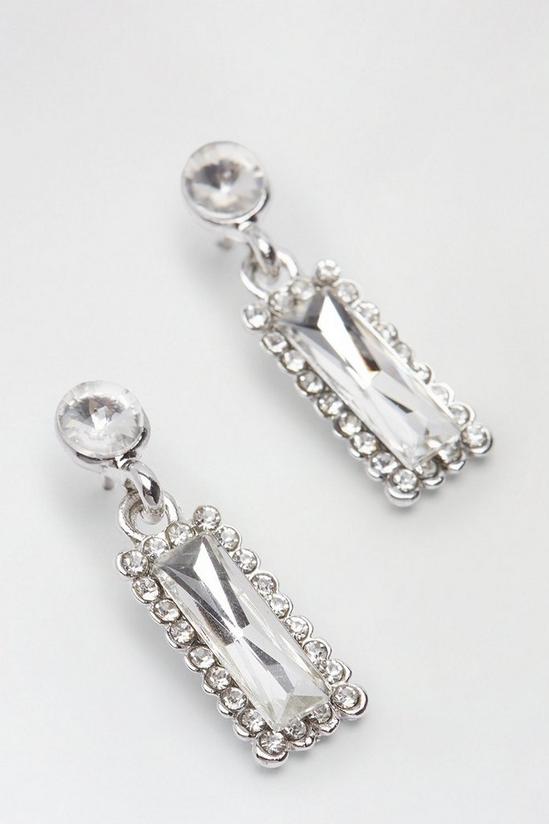 Dorothy Perkins Clear Rectangle Stone Silver Drop Earring 2