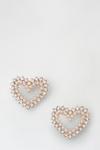 Dorothy Perkins Gold Diamante And Pearl Heart Stud Earrings thumbnail 1